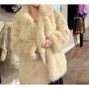 NEW ROSA CLOTHING fur long coat in beige